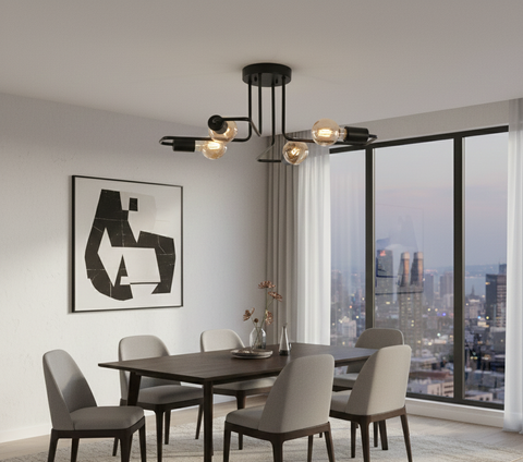 Industrial Black Branched Chandelier