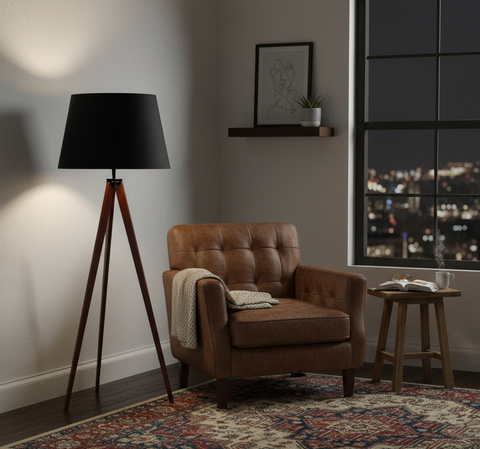 Boho Black Tripod Floor Lamp