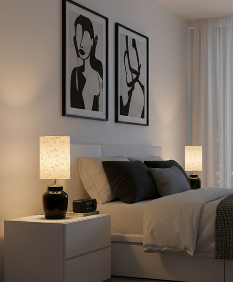 Abstract Faces Line Art Table Lamp