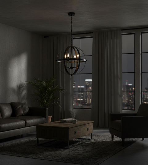 Black Modern Branched Chandelier