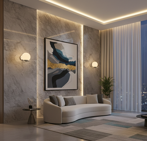 Modern Silver Flushed Wall Lamp
