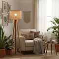 Rattan Beige Tripod Floor Lamp