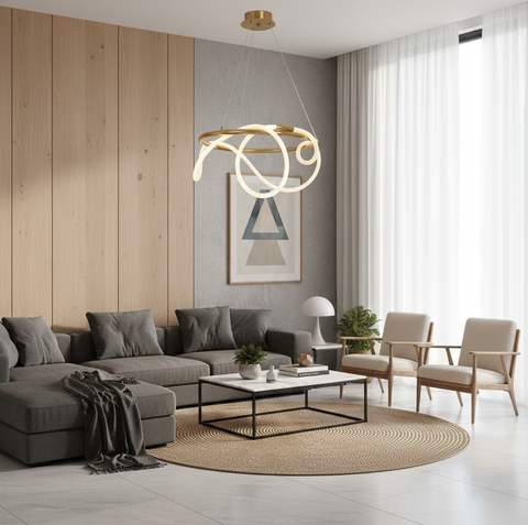 Modern Gold LED Ring Chandelier