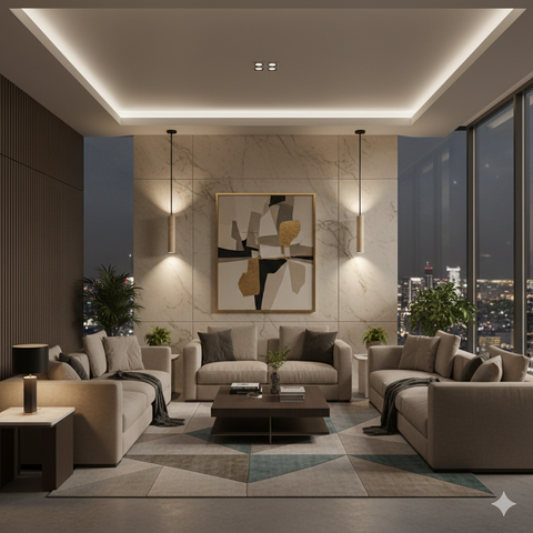 Modern Cylindrical Marble Pendant Light