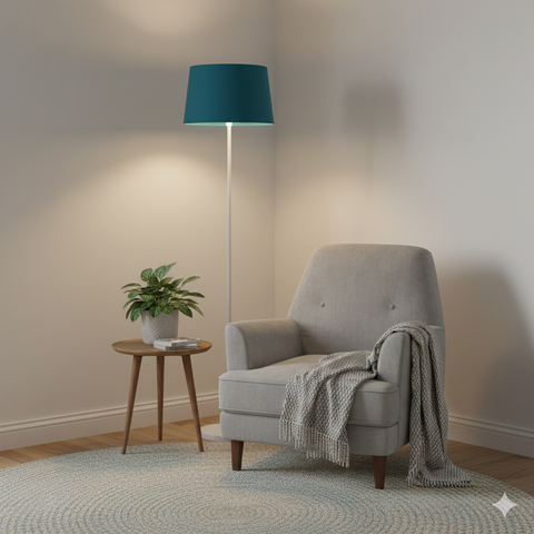 Modern White And Turqoise Torchiere