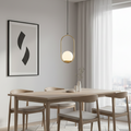 Modern Accent Pendant Light â€“ Gold Oval & Opal Glass Globe