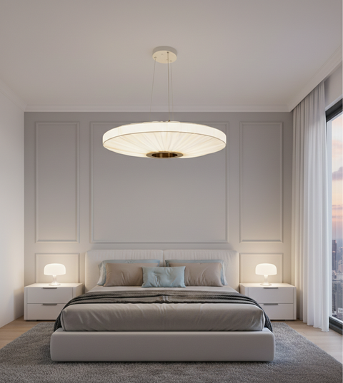 Modern White Pleated Fabric Pendant