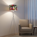 Printed Shade Tripod  Floor Lamp