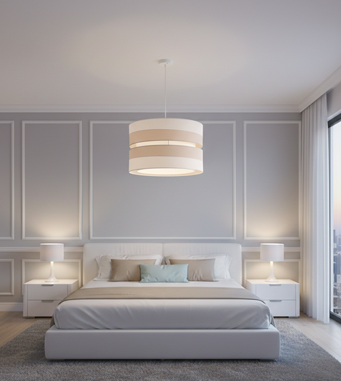 Contemporary White and Beige Shaded Pendant