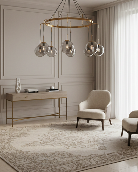 Modern Gold Chandelier With Glass Ball Shades