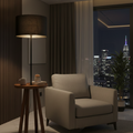 Wooden Floor Lamp with Table