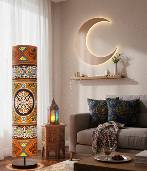 Printed Cylindrical Shade Floor Lamp