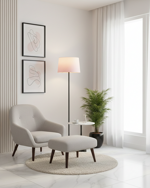 Modern Powder Pink And Black Torchiere