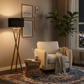 Stylish Black & Biege Tripod Floor Lamp
