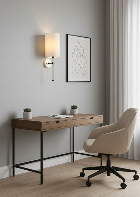 Minimalist White Shaded Wall Lamp
