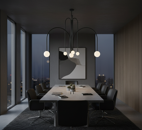 Modern Black Branched Chandelier