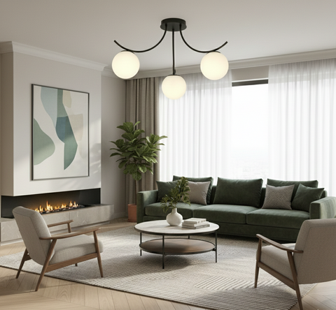 Modern Black Curved Chandelier