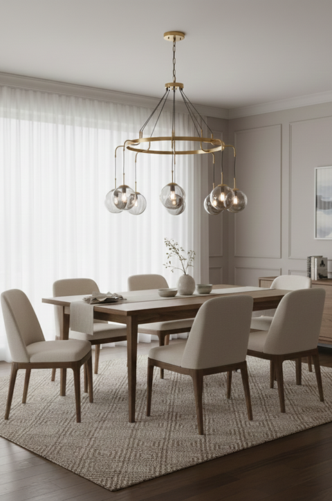 Modern Gold Chandelier With Glass Ball Shades