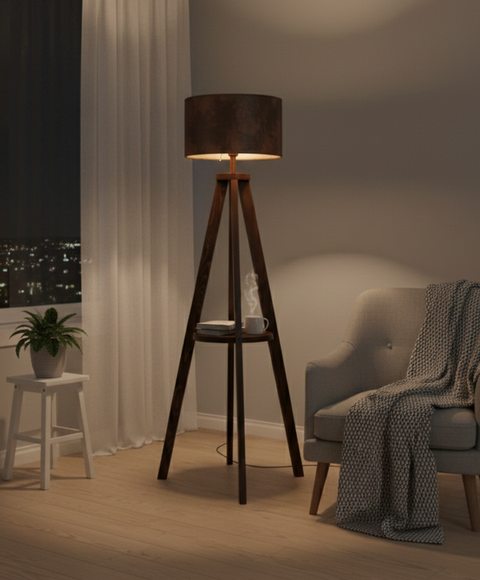 Modern Brown Tripod Floor Lamp