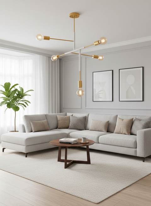 '-WH Modern WhiteBranched Chandelier