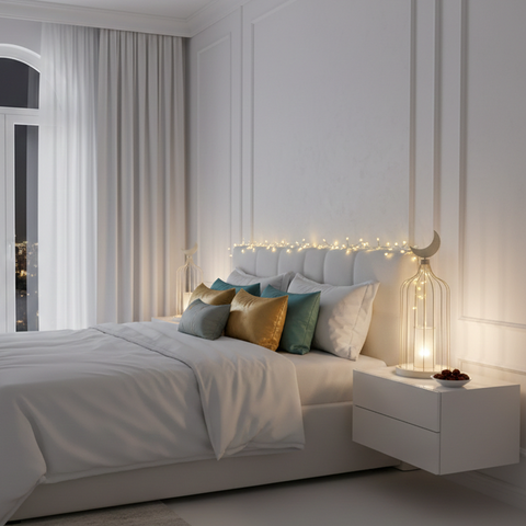 Light Biege Mesh Islamic Table Lamp