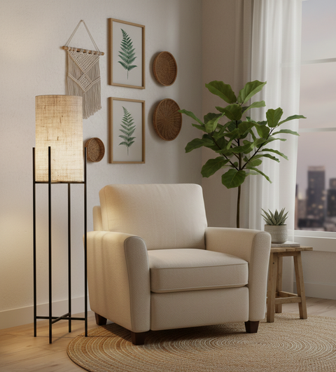 Burlap Shaded Floor Lamp