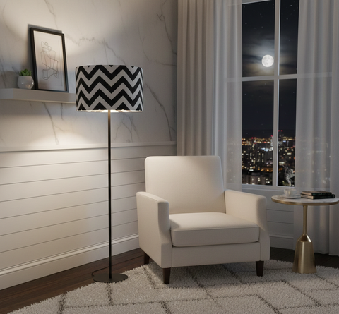 Stylish White & Black Torchiere