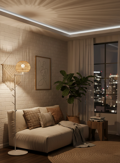 Boho Bamboo Hanger Floor Lamp
