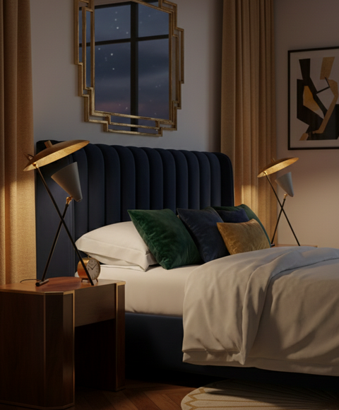 Contemporary Gold & Grey Table Lamp