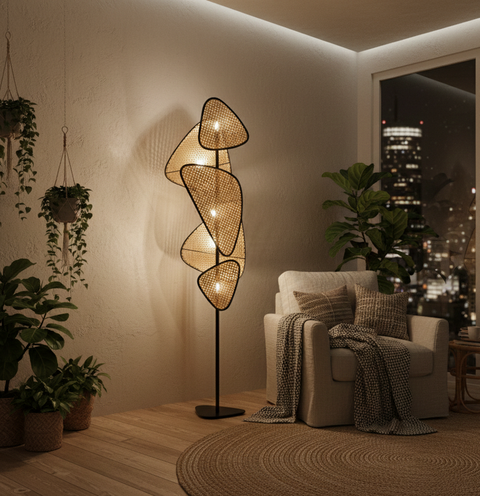 Rattan Sheets Floor Lamp