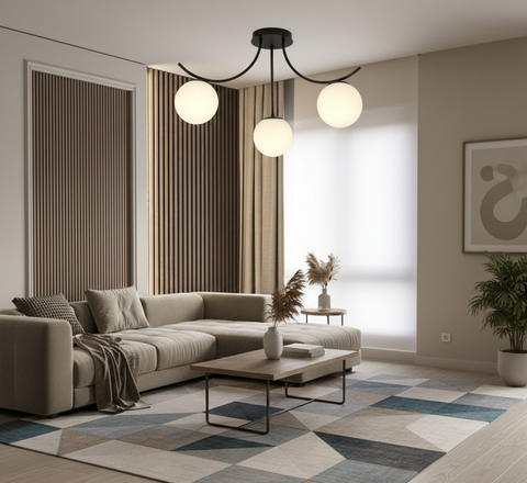 Modern Black Curved Chandelier