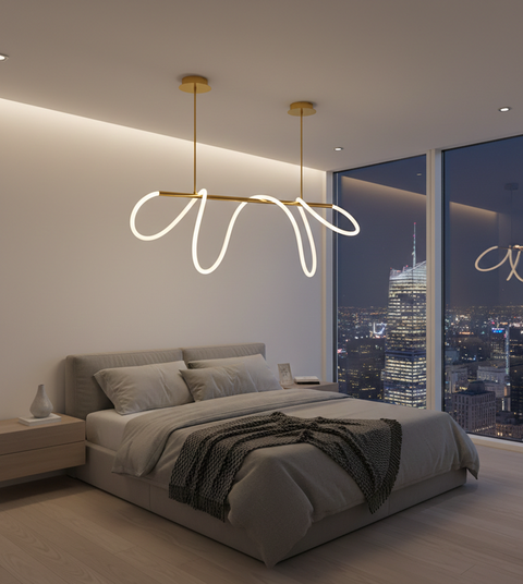 Modern Track Gold LED Chandelier