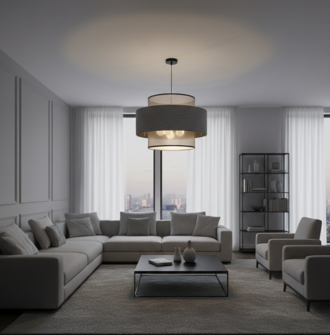 Ceiling Gray Linen Single Pendant