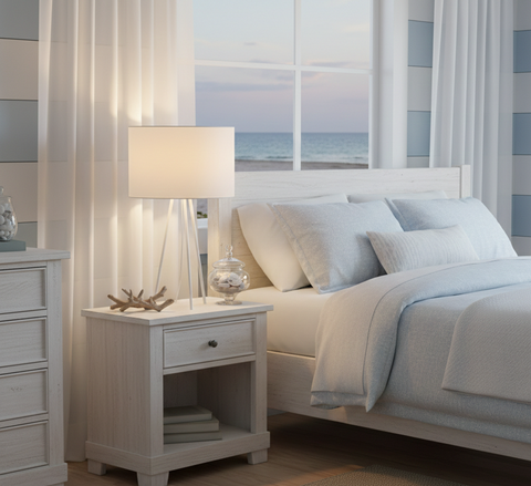 White Tripod Lamp With White Cotton Shade