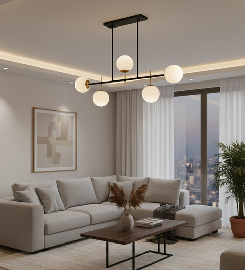 Modern Black Track Chandelier