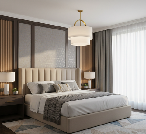 Elegant Gold & White Modern Pendant Ceiling