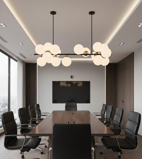 Modern Black 16 Globes Track Chandelier