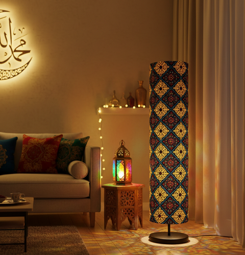 Printed Cylindrical Shade Floor Lamp
