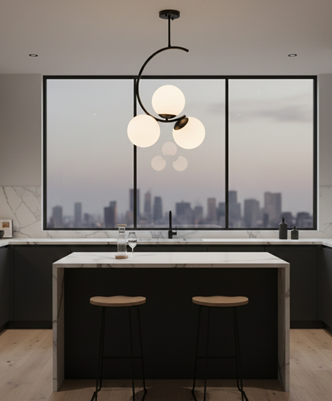 Stylish Curved Black Pendant Ceiling
