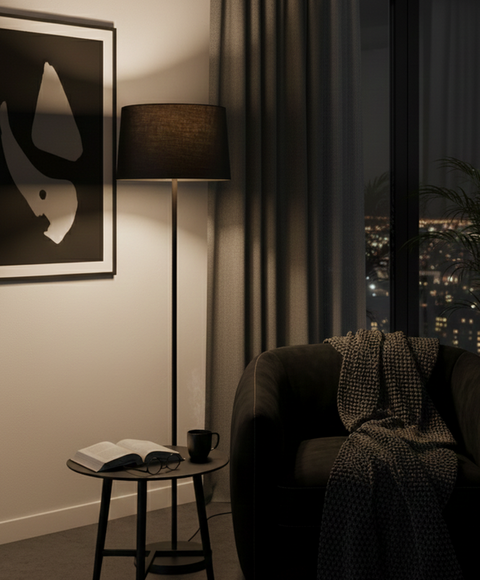 Modern All Black Torchiere