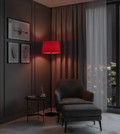 Modern Red And Black Torchiere