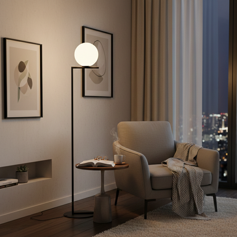 Geometric Black Floor Lamp