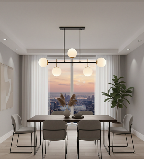 Modern Black Track Chandelier