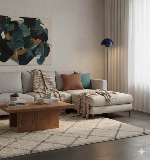Modern Navy Blue Floor Lamp