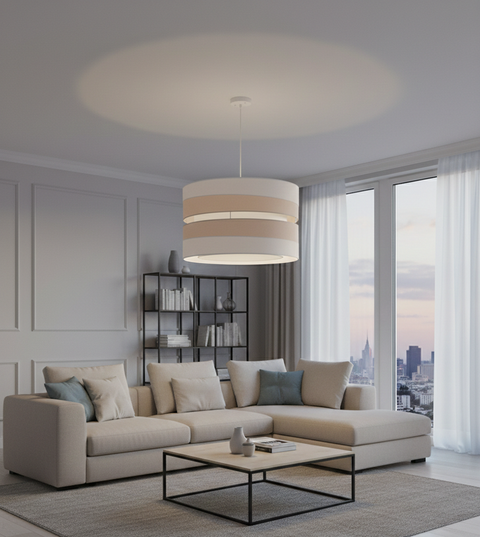 Contemporary White and Beige Shaded Pendant