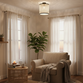 Boho Handcrafted Rattan Flush Mounted Ceiling