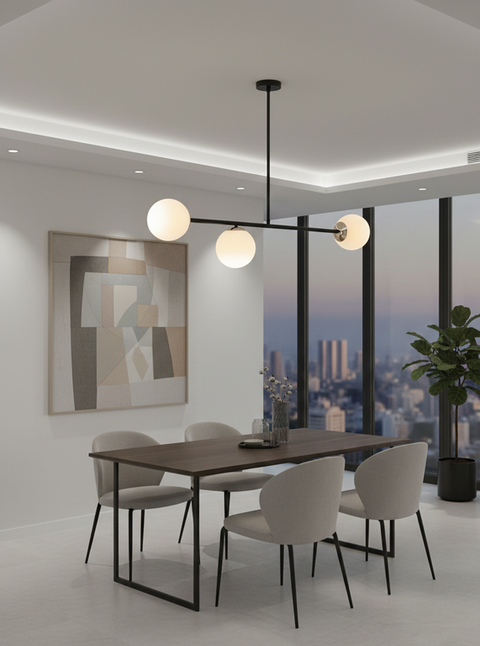 Modern Black Track Chandelier