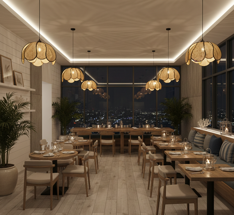 Ratan Biege Shade Pendant