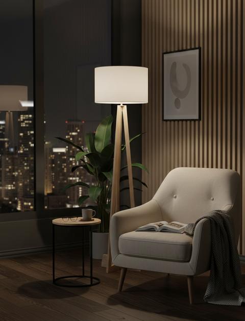 Boho white floor lamp