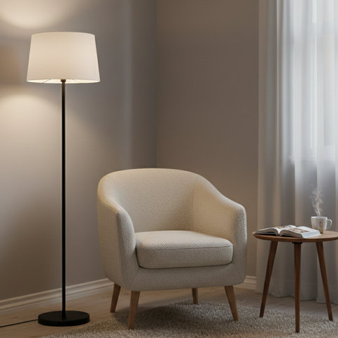 Modern White And Black Torchiere